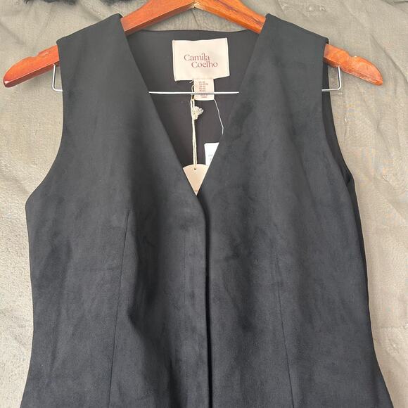 ❌SOLD❌ Camila Coelho Black Faux Leather Pleated Mini Dress Size XS - Picture 3 of 11